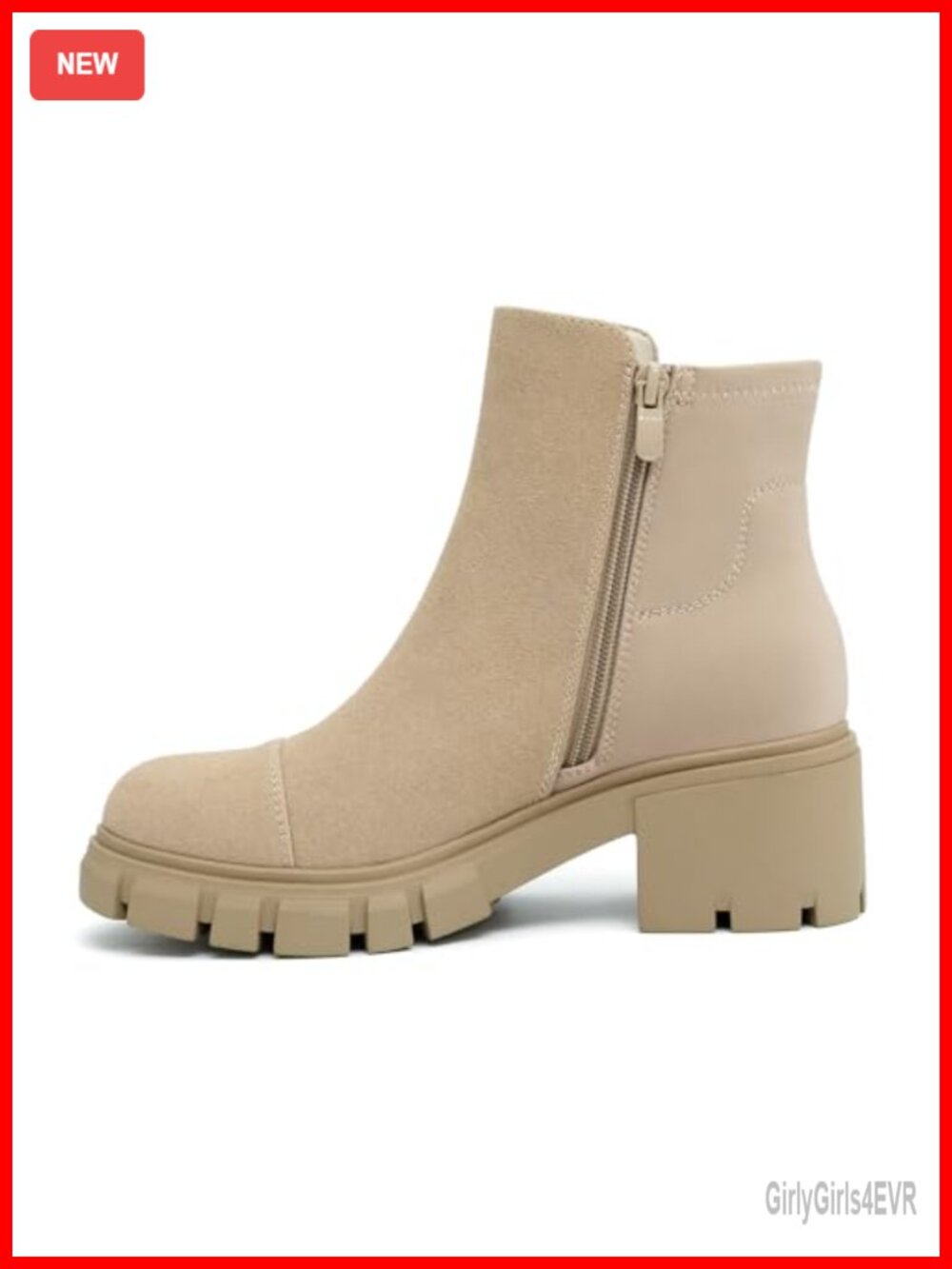 Platform Lug Sole Chunky Heel Chelsea Booties with Side Zipper - Picture 2 of 7